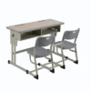 Bộ bàn ghế học sinh đôi PAMSFD02 hộc đôi dưới bàn mặt maple ghế nhựa PP xám có tay cầm