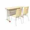 Bộ bàn ghế học sinh đôi PAMSFD07 khung trắng mặt bàn maple tấm chắn đục lỗ ghế gỗ rời