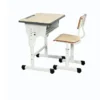 Bộ bàn ghế học sinh PAMSC11 khung thép trắng thân bàn nhựa đúc mặt bàn maple ghế gỗ MDF viền cam chân điều chỉnh