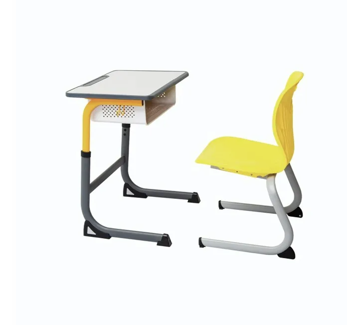 Bộ bàn ghế học sinh rời PAMSF07 khung ghi ghế nhựa PP vàng mặt bàn sáng viền xám